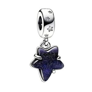 Sterling Silver 925 Wishing Start Shooting Star Dangle Bracelet Charm